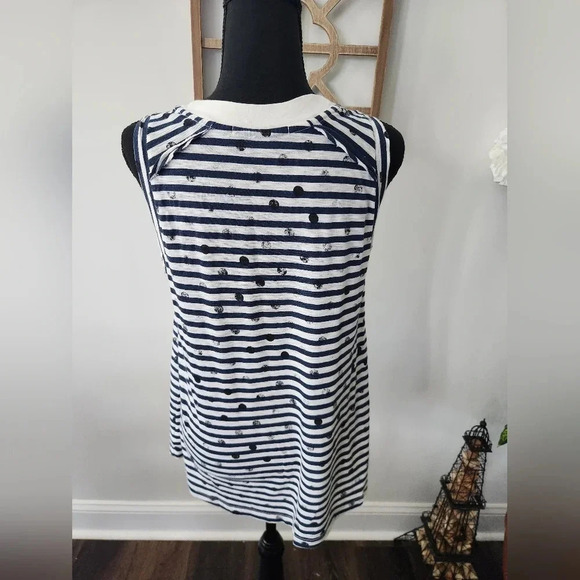 Stateside Striped and Polka Dot Navy and White Tank Top Womens Small - Picture 4 of 6
